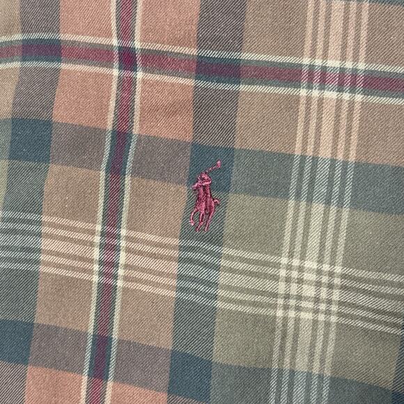 Ralph Lauren Blake Long Sleeve Button Down Shirt Mens Large Brown Green Plaid - Picture 2 of 6